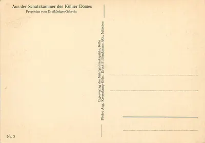 Profetas do Tesouro do Dom da Colônia — Tesouro do Dom da Colônia — Editor: Eigenverlag des Metropolitankapitels, Köln — Verso