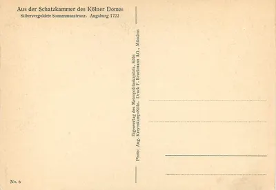 Monstrance — Silbervergolde Sonnenmonstranz — Eigenverlag des Metropolitankapitels, Köln — Rewers