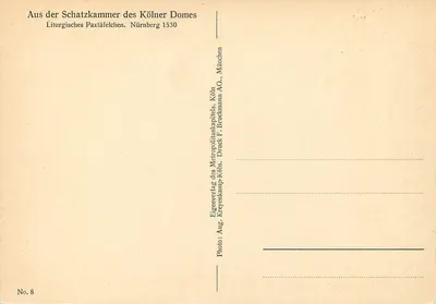 Altar litúrgico — Nuremberg 1530 — Eigenverlag des Metropolitankapitels, Colônia — Verso