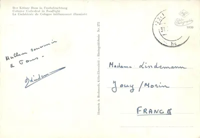 Catedral de Colônia — iluminada — Hoursch & Bechstedt, série Rheingold-Nr. 2772 — Verso