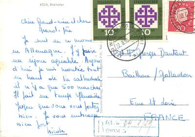 Colônia — Catedral e rio — Sühnword-Verlag, n° 7-11 — Verso