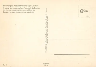 Campo de concentração de Dachau — Comitê Internacional de Dachau, série 07/10 — Verso