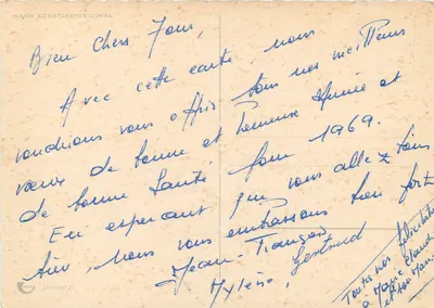 Porco e homem pequeno com chapéu de festa — Ano Novo — NACH KÜNSTLER-ORIGINAL — Verso