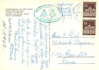 Doencöschen-Schloß — Cenoura — Doencöschen — Mäcchenwald-Bahn — Märcchenwald an der Havel — Verso