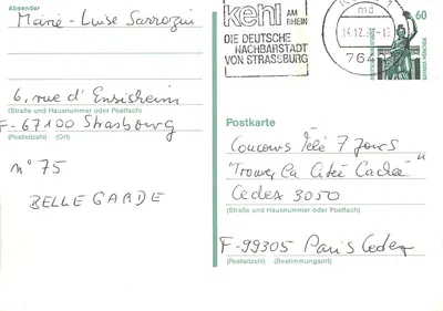 Kehl am Rhein — cartão postal da 'Deutsche Nachbarstadt von Straßburg' — editor não visível