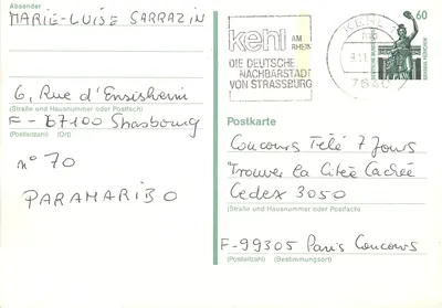 Kehl am Rhein — Concurso Tele 7 Dias — Deutsche Bundespost