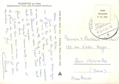 Frankfurt am Main — Torre Eschenheimer e Grattacielo delle Comunicazioni — Hans Andres Verlag, F 55 | 2785 — Verso