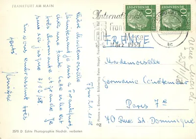 Frankfurt a.M. — Collage z miejsc znaczących — Römer Verlag, nr 5570 D — Rewers