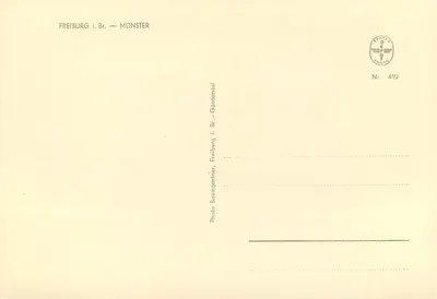 Freiburg i. Br. — Münster — Foto Baumgartner, Günterstal, n° 492 — Verso