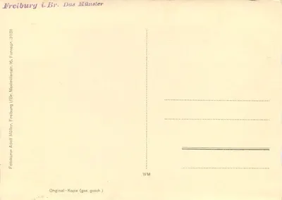 Freiburg i. Br. Das Münster — fotografie Adolffa Müllera — nr 3931 — Rewers