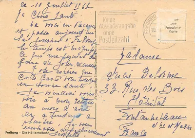 Widok na most nadżerny Höllentalbahn — Freiburg — wydawca Verlag Ludwig Simon Münden — Rewers