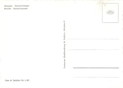 Munique - Maximilianeum — editor M. Seidlein, n° 401 — Verso