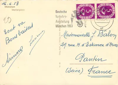 München - Marienplatz — widok z lotu — Verlag u. Aufn. München Nr. 46 — Rewers