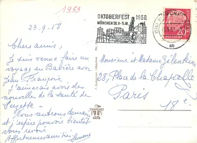 Munich — widok z Maximilianeum — A. Lengauer Karte — Rewers
