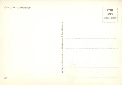 Nuremberg — Igreja de São Lorenço — editor Liebermann & Co. — n° 409 — Verso