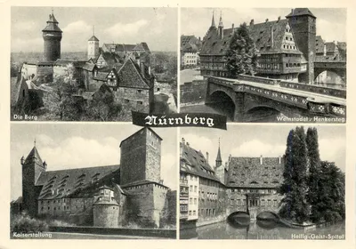Nuremberg — vista da Burg, do Henkersteg e do Heilig-Geist-Spital — Verlag Ludwig Simon, Münden-Pullach, n° 424