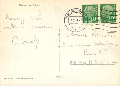 Stuttgart / Am Rathaus — fotografia wydawcy — 641/895 HE — Rewers