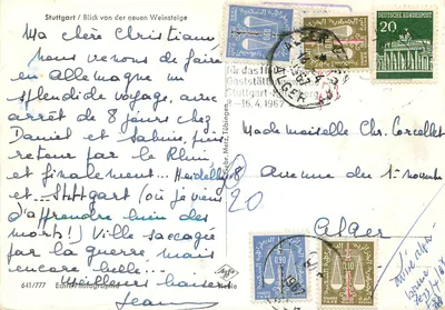 Bilhete postal moderno Vista da nova Weinsteige Stuttgart — Verso