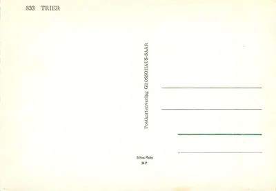 Trier — widok panoramiczny — Postkartenverlag GROSSOHAUS-SAAR — Rewers