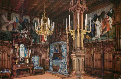 Quarto de dormir no Schloss Neuschwanstein — editor M. Herpich & Sohn, n° 762