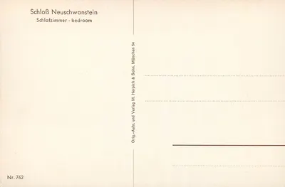 Quarto de dormir no Schloss Neuschwanstein — editor M. Herpich & Sohn, n° 762 — Verso