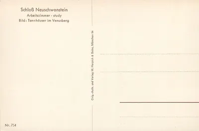 Schloss Neuschwanstein — Sala de trabalho no Venusberg — Tannhäuser & Sohn, München, Nr. 754 — Verso