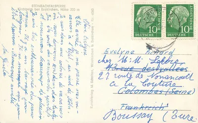 Steinbachtalsperre — Kirchheim bei Euskirchen, Höhe 300 m — Kunstverlag M. Scholtes, Nr. 6060 — Verso