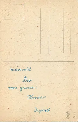 Jajka wielkanocne i kury — Szczęśliwe Wielkanoc — wydawca Schmager, nr GL 135 — Rewers