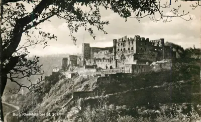 Burg Rheinfels perto de St. Goar — vista panorâmica — HOURSCH & BECHSTEDET, série 692
