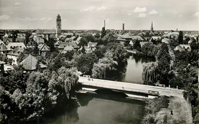 Kehl am Rhein — vista aérea da cidade e do rio — editor Gebr. Metz, Tübingen, n° 514 B 138 FEA