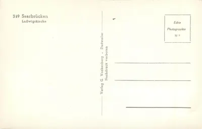Saarbrücken - Ludwigska katedra — wydawca G. Vockenberge, nr 349 — Rewers