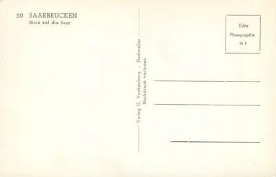 Saarbrücken — Vista sobre a Saar — Editor G. Vockenberge - Dudweiler — Verso