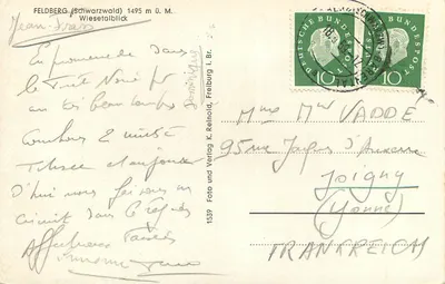 Feldberg (Schwarzwald) 1495 m ü. M. — widok panoramiczny — Foto und Verlag K. Reinholt, Freiburg i. Br. n° 1539 — Rewers