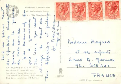 Ofiara Izaaka — katakumbach św. Kalysta — Pontificia Commissione di Archeologia Sacra — Rewers
