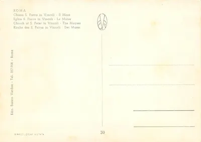 Mojsze — Statua w kaplicy św. Piotra w Vincoli — Wydawca Enrico Verdesi, nr 30 — Rewers