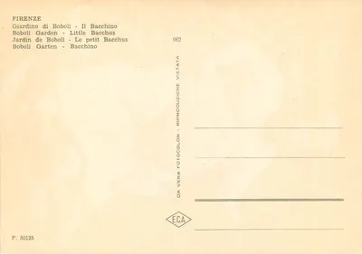Bacchus sentado em uma tartaruga — Giardino di Boboli — Editora E.C.A. n° 062 — Verso