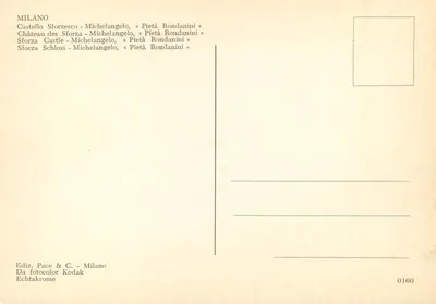 Pietà Rondanini — Michelangelo — Edição Pace & C. n° 0160 — Verso