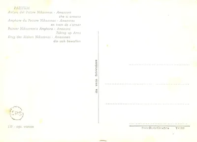 Paestum — Amfora malarza Nikoxénosa — Amazonyki przy uzbrojeniu — PhotoRotoGrafica Terni, n° 139 — Rewers