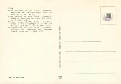 Szczegółowy widok sarkeofagu małżonków — połowa VI w. p.n.e. — Narodowy Muzeum Villa Giulia, Rzym — Rewers