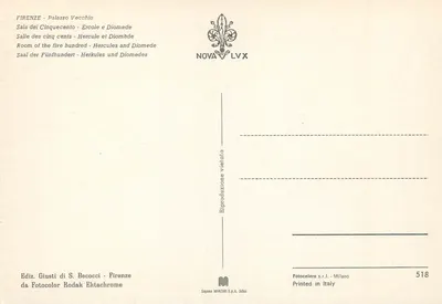 Hércules e Diomédes — Palácio Vecchio, Florença — Edição Giusti di S. Becocci — Verso