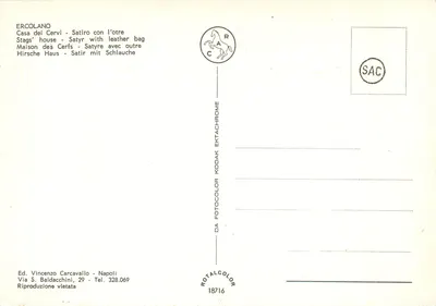 Sátiro com cantil — Ercolano — Ed. Vincenzo Carcavallo — Verso