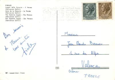Florencio - Le Perseus de Benvenuto Cellini — statue en bronze dans la Loggia della Signoria, éditée par Innocenti Editori, n°397 — Verso