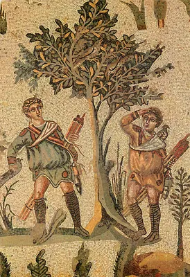 Piazza Armerina — Sala da pequena caça — detalhe dos falconistas — SAR n°220