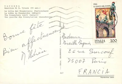 Basílica de S. Vitale — Detalhe da abóbada (século VI) — Ediz. Salbaroli n°207 — Verso