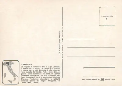 Lombardia — Carta postal panorâmica — Edição SOVESTA — Verso