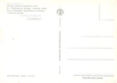 Carta postal comemorativa da Umbria — editor D.A.C.A. - Assisi, n° 2/VI 972 — Verso