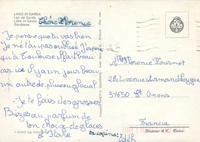 Lago di Garda — Carta postal turística com vista panorâmica e vignettes — Brunner & C., Como — Verso