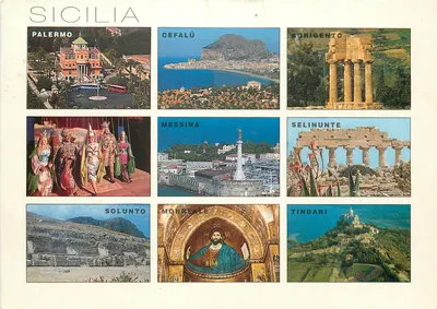 Sicília — vista panorâmica de 8 locais — ITALCARDS