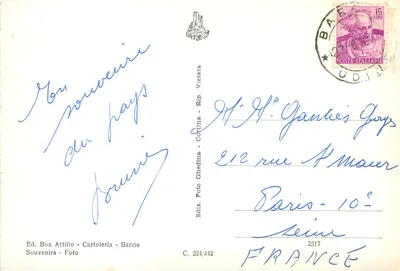 Val Cellina — widok panoramiczny z dykty Vajont, Barcis, Claud, Cimolais, Andreis — Ediz. Boz Attillo - Cartoleria - Barcis — Rewers