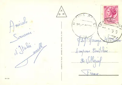 Riviera Adriatycka — widok panoramiczny, skały i zachód słońca — wydawca RA 134 — Rewers